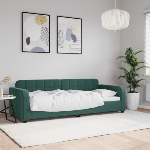 Daybed 80 × 200 cm i velour - mørkegrøn sovesofa
