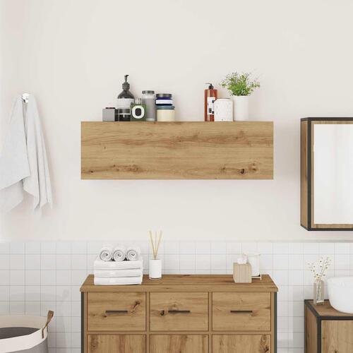 Væghængt badeværelsesskab 100x25x30 cm konstrueret træ kunsteg
