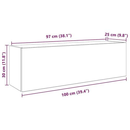 Væghængt badeværelsesskab 100x25x30 cm konstrueret træ kunsteg