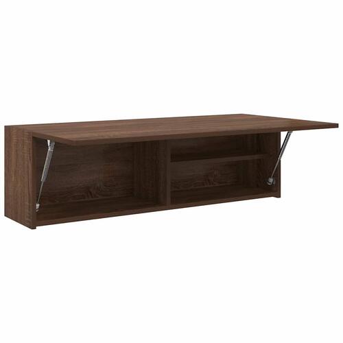 Væghængt badeværelsesskab 100x25x30 cm konstrueret træ brun eg