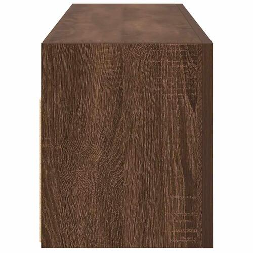 Væghængt badeværelsesskab 100x25x30 cm konstrueret træ brun eg