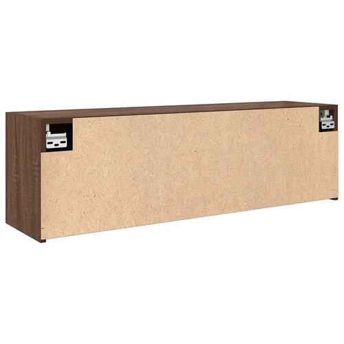 Væghængt badeværelsesskab 100x25x30 cm konstrueret træ brun eg