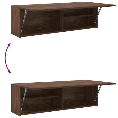 Væghængt badeværelsesskab 100x25x30 cm konstrueret træ brun eg