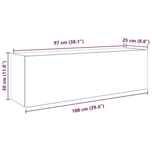 Væghængt badeværelsesskab 100x25x30 cm konstrueret træ brun eg