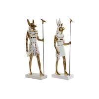 Dekorativ figur Home ESPRIT Hvid Gylden Harpiks Orientalsk Egyptisk mand 7 x 11,5 x 36 cm (2 enheder)