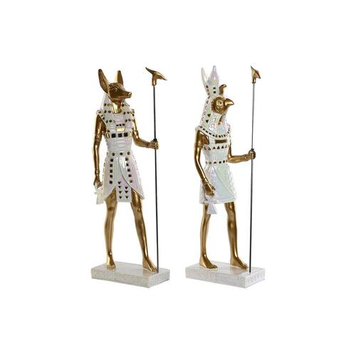 Dekorativ figur Home ESPRIT Hvid Gylden Harpiks Orientalsk Egyptisk mand 7 x 11,5 x 36 cm (2 enheder)