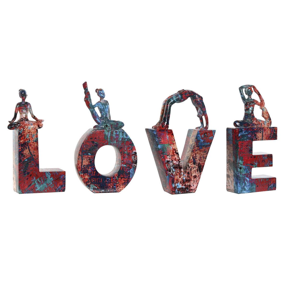 LOVE dekorationsfigurer i harpiks, multifarvet - Yoga, 12,5 × 5 × 22 cm, 4 dele