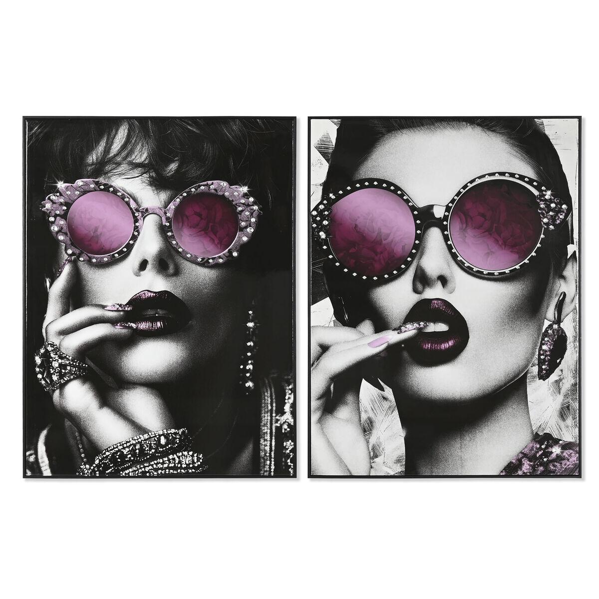 Lærred - Glamour, sort/syren, 60 × 80 cm