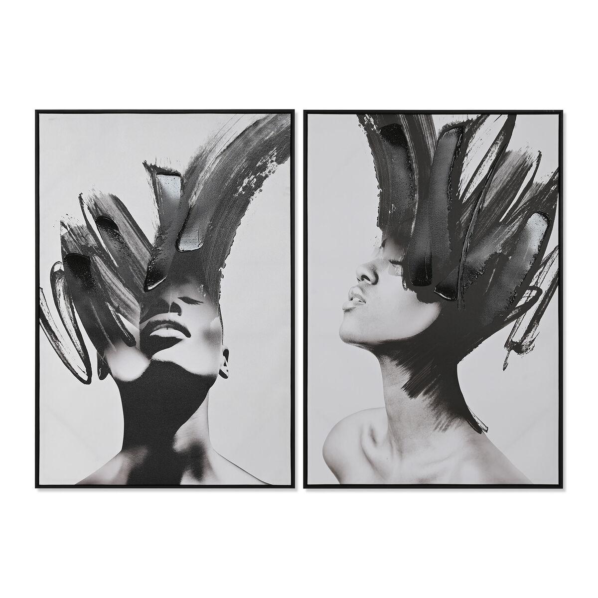 Lærredsmaleri - moderne sort/hvid, 83 × 4 × 123 cm