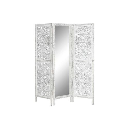 Sammenfoldelig skærm Home ESPRIT Hvid Mangotræ Spejl 152 x 2 x 182 cm