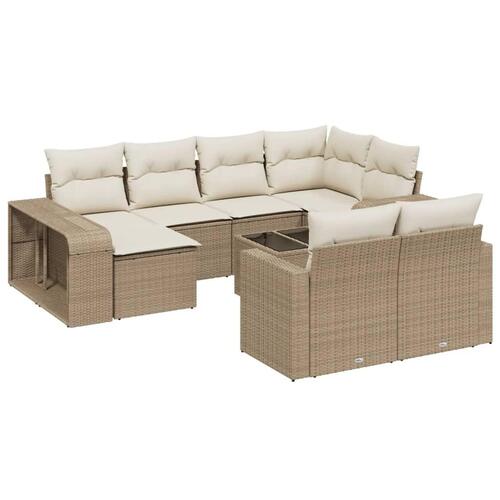 Sofasæt til haven 11 dele med hynder polyrattan beige