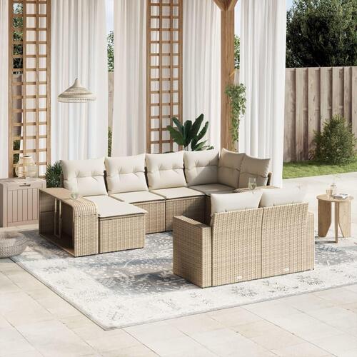 Sofasæt til haven 10 dele med hynder polyrattan beige