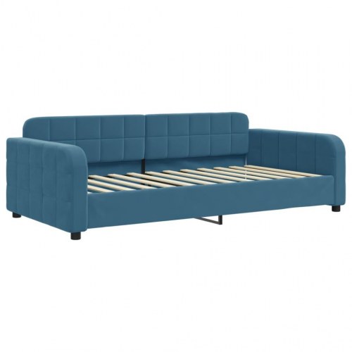 Daybed 100×200 cm i velour - blå sovesofa/gæsteseng