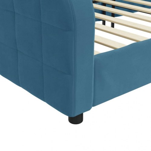 Daybed 100×200 cm i velour - blå sovesofa/gæsteseng