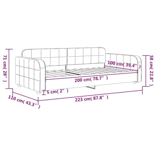 Daybed 100×200 cm i velour - blå sovesofa/gæsteseng