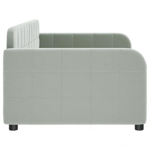 Daybed 90x200 cm i velour - lysegrå sovesofa med lamelbunde