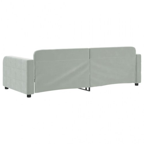 Daybed 90x200 cm i velour - lysegrå sovesofa med lamelbunde