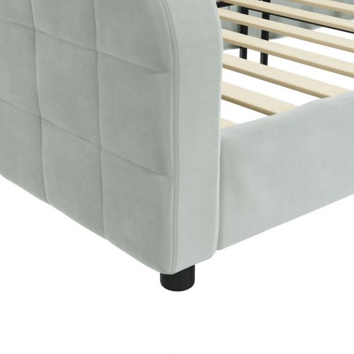 Daybed 90x200 cm i velour - lysegrå sovesofa med lamelbunde