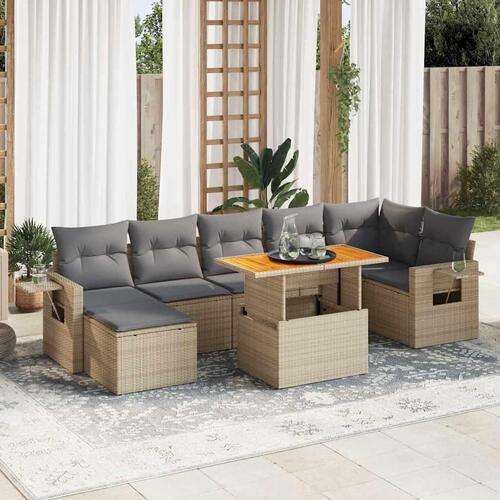 Sofasæt til haven 8 dele med hynder polyrattan beige
