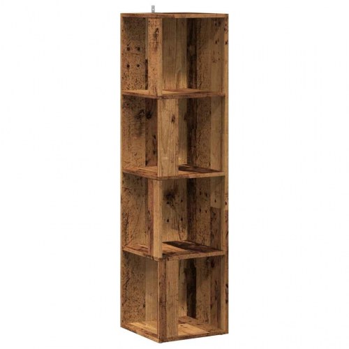 Hjørnereol 33×33×132 cm i konstrueret træ - antikt træ