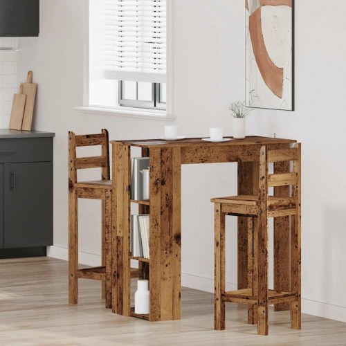 Barbord med hylder 102×50×103,5 cm - konstrueret træ, antikt træ