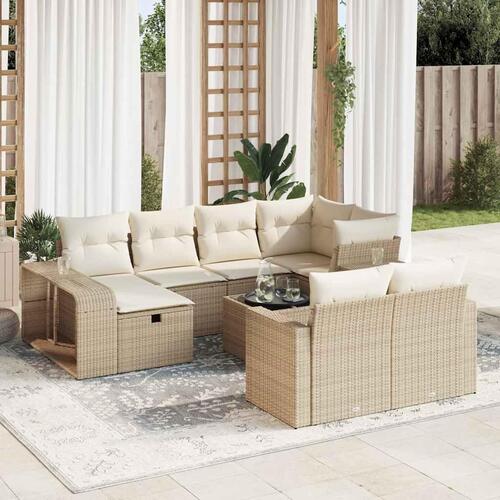 Sofasæt til haven 11 dele med hynder polyrattan beige