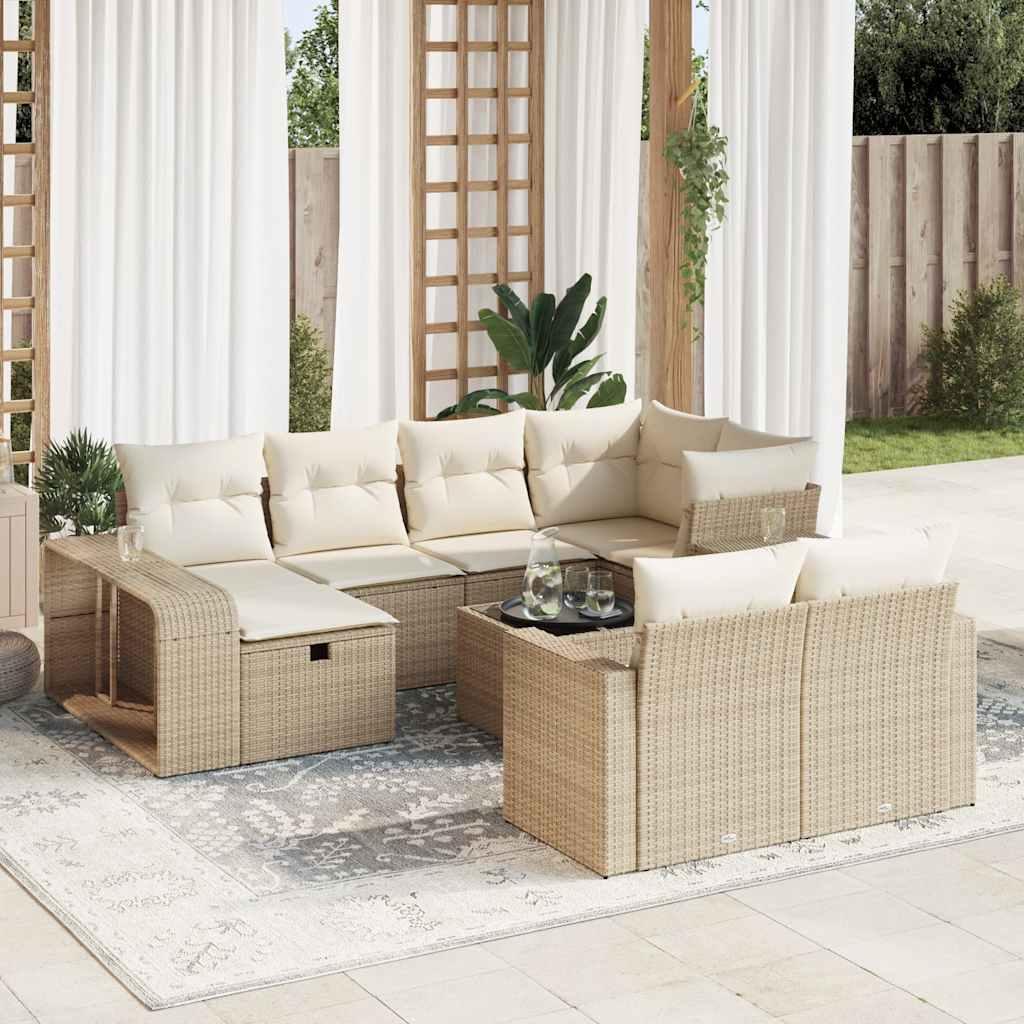 Sofasæt til haven 11 dele med hynder polyrattan beige