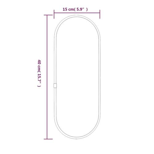 Vægspejl 40x15 cm oval sølvfarvet