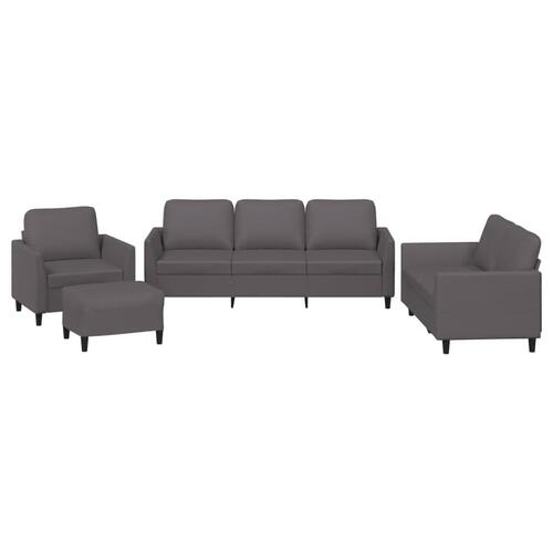 Sofasæt 4 dele med hynder kunstlæder grå