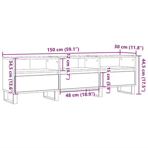 Tv-bord 150x30x44,5 cm konstrueret træ antikt trælook