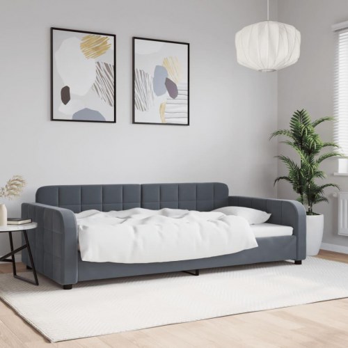Daybed 100 x 200 cm i velour - mørkegrå sengeramme/sovesofa