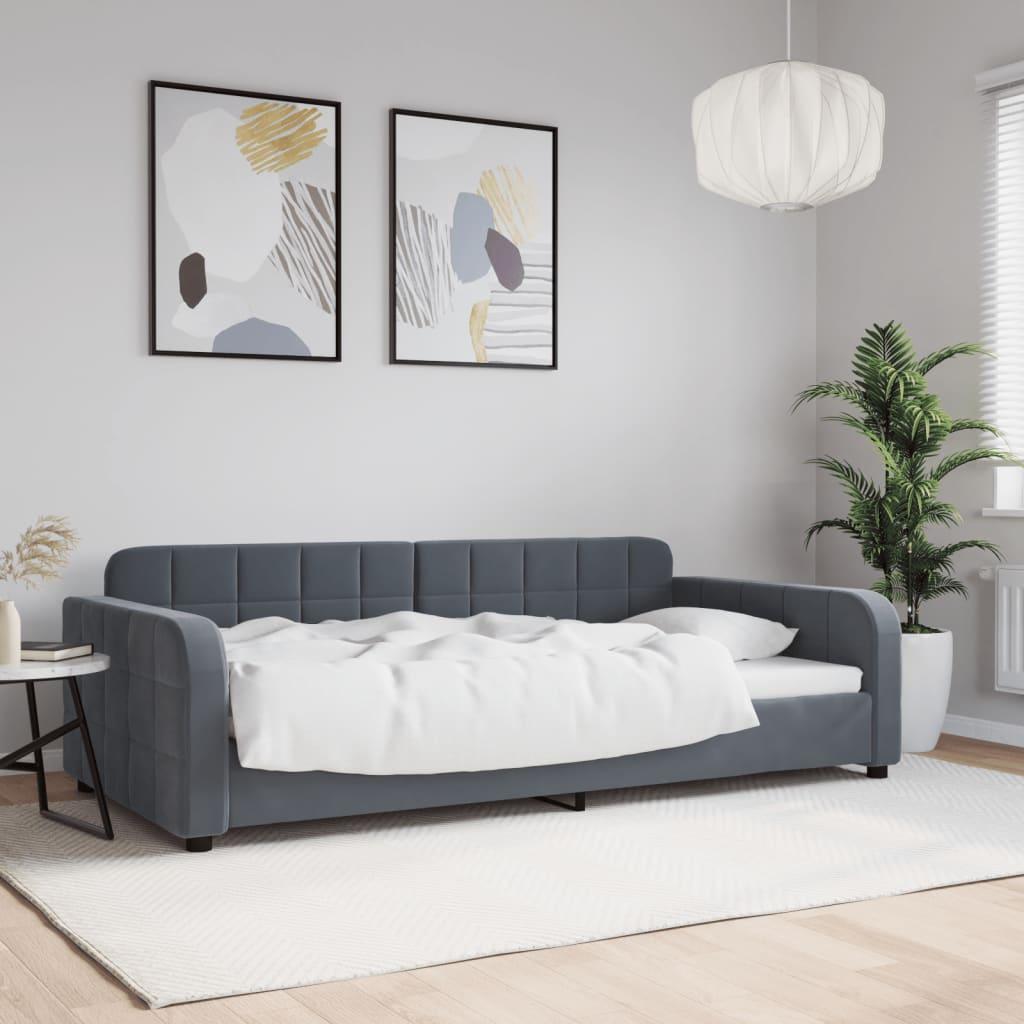 Daybed 100x200 cm velour mørkegrå billede