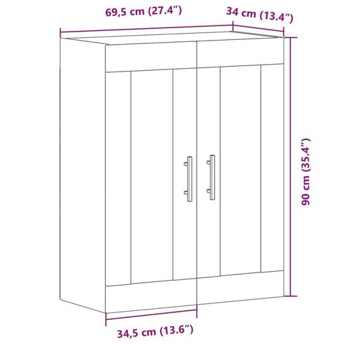 Skænk 69,5x34x90 cm konstrueret træ antikt trælook
