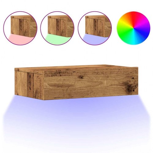 Tv-bord med LED-lys - 60×35×15,5 cm - antikt træ