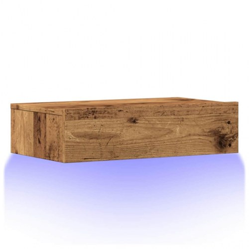 Tv-bord med LED-lys - 60×35×15,5 cm - antikt træ