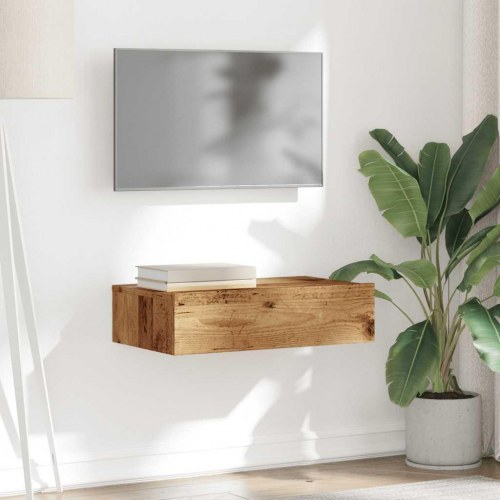Tv-bord med LED-lys - 60×35×15,5 cm - antikt træ