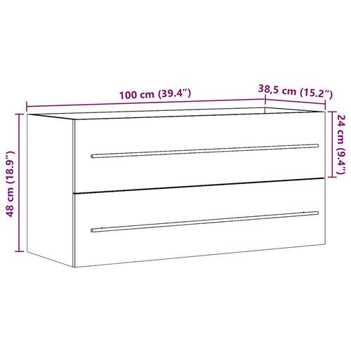 Vaskeskab 100x38,5x48 cm spånplade betongrå
