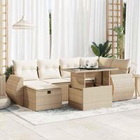 Sofasæt til haven 7 dele med hynder polyrattan beige