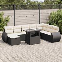 Sofasæt til haven 9 dele med hynder polyrattan sort
