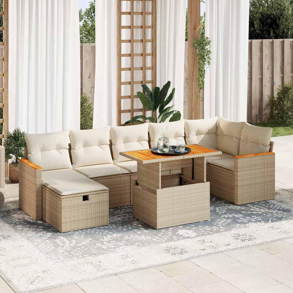 Sofasæt til haven 5 dele med hynder polyrattan beige