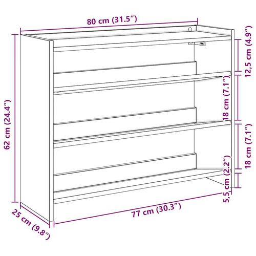 Skostativ 80x25x62 cm konstrueret træ sort