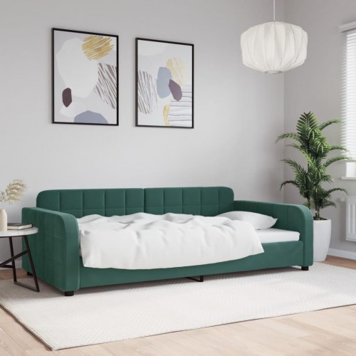 Daybed 100×200 cm i velour - mørkegrøn sovesofa