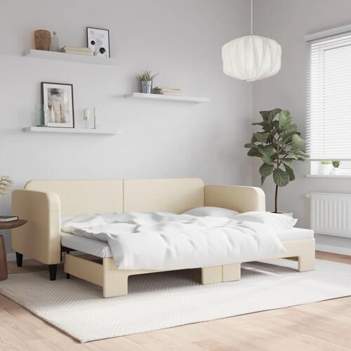 Daybed med udtræk 80x200 cm stof cremefarvet