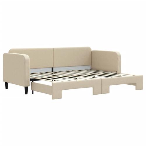 Daybed med udtræk 80x200 cm stof cremefarvet