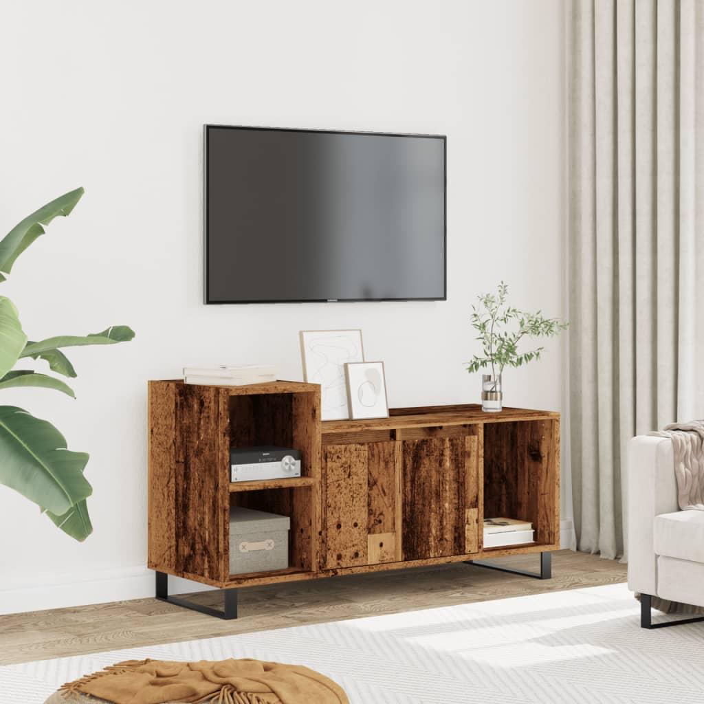 Tv-bord 100x35x55 cm konstrueret træ antikt trælook