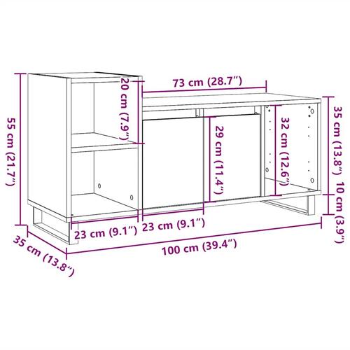 Tv-bord 100x35x55 cm konstrueret træ antikt trælook