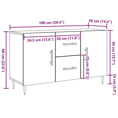 Skænk 100x36x60 cm konstrueret træ kunsteg