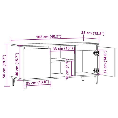Tv-bord 102x35x50 cm konstrueret træ kunsteg