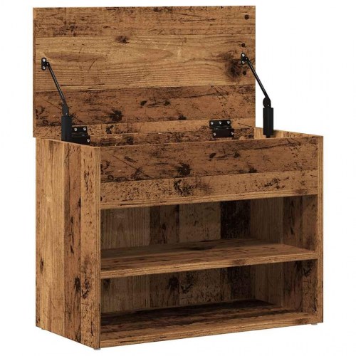 Skobænk/skoreol 60×30×45 cm i konstrueret træ - antikt træ