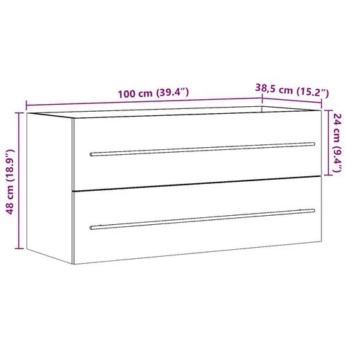 Vaskeskab 100x38,5x48 cm spånplade sonoma-eg